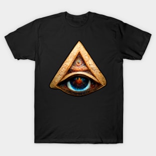 The allseing eye - wood color T-Shirt